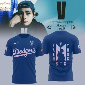 Los Angeles Dodgers x V BTS Ceremonial First Pitch 3D T-Shirt – Blue
