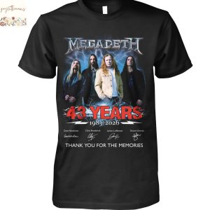 Megadeth 43 Years 1983-2026 Signature Thank You For The Memories Unisex T-Shirt