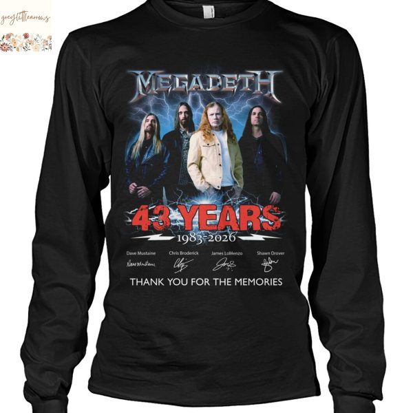 Megadeth 43 Years 1983-2026 Signature Thank You For The Memories Unisex T-Shirt