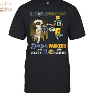 Milwaukee Brewers All Season x Green Bay Packers On Sunday Signature Unisex T-Shirt