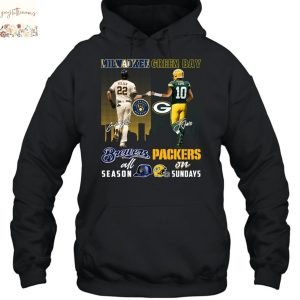 Milwaukee Brewers All Season x Green Bay Packers On Sunday Signature Unisex T-Shirt