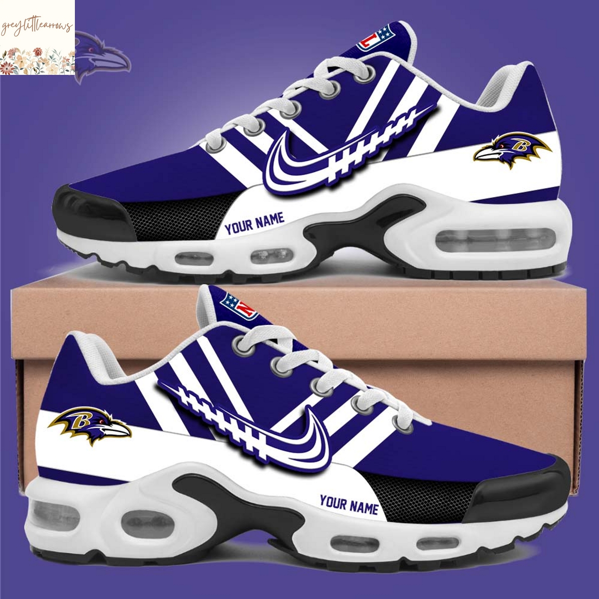 Personalized Baltimore Ravens 2025 Air Max Plus Sneakers Personalized Baltimore Ravens 2025 Air Max Plus Sneakers