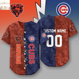 Personalized Chicago Bears x Chicago Cubs Baseball Jersey