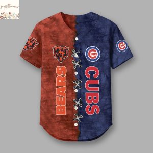Personalized Chicago Bears x Chicago Cubs Baseball Jersey