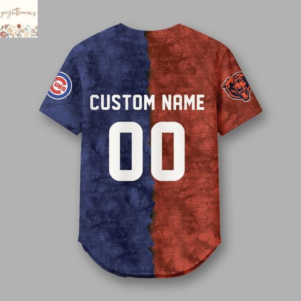 Personalized Chicago Bears x Chicago Cubs Baseball Jersey