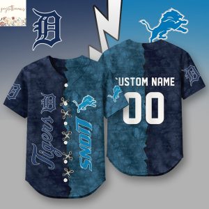 Personalized Detroit Lions x Detroit Tigers Baseball Jersey