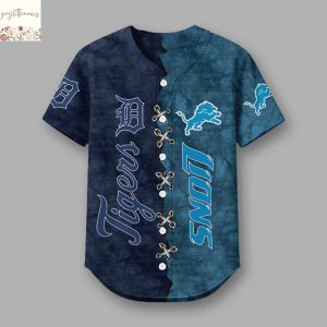 Personalized Detroit Lions x Detroit Tigers Baseball Jersey
