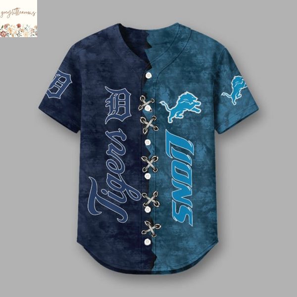 Personalized Detroit Lions x Detroit Tigers Baseball Jersey