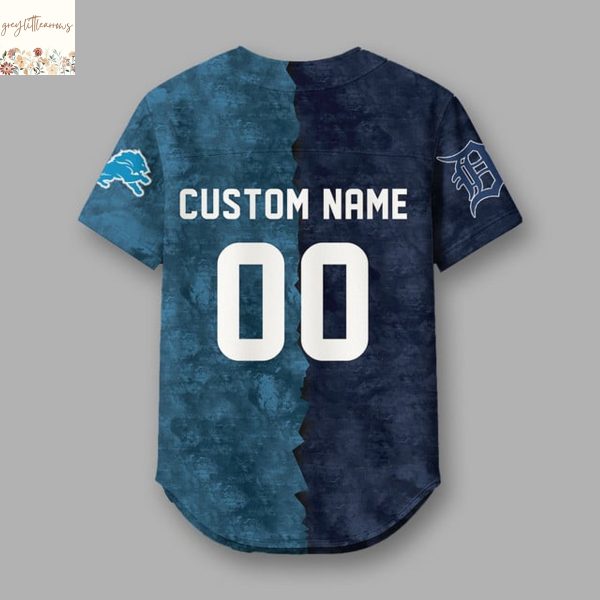Personalized Detroit Lions x Detroit Tigers Baseball Jersey