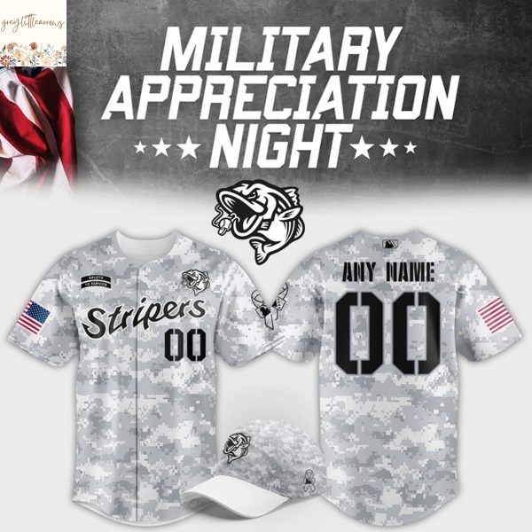 Personalized Gwinnett Stripers Military Appreciation Night 2025 Baseball Jersey