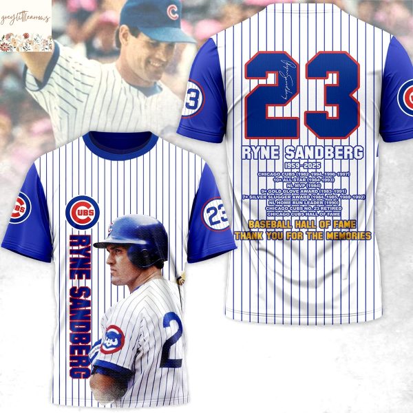 Ryne Sandberg Chicago Cubs 1959-2025 Baseball Hall Of Fame Thank You For The Memories 3D T-Shirt