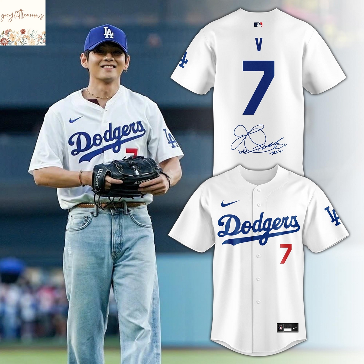 Tae-Hyung V BTS x Los Angeles Dodgers Baseball Jersey Tae-Hyung V BTS x Los Angeles Dodgers Baseball Jersey