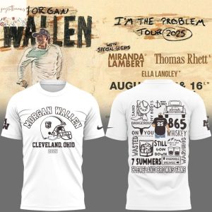 Wallen x Cleveland Browns Im The Problem Tour 2025 3D T-Shirt – White