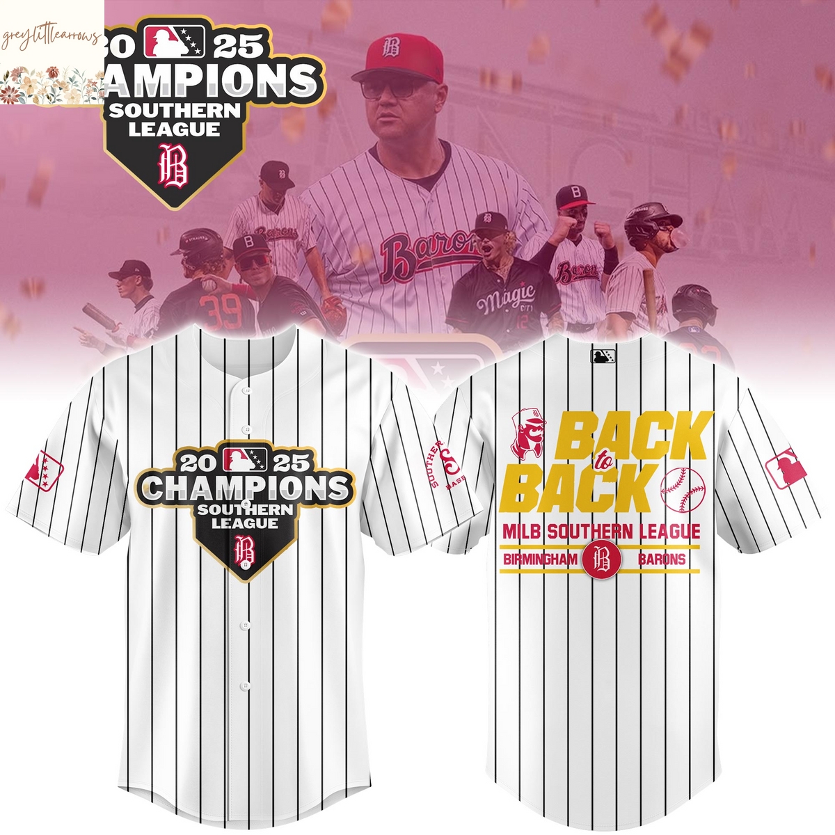 Birmingham Barons 2025 Southern League Champions Baseball Jersey Birmingham Barons 2025 Southern League Champions Baseball Jersey