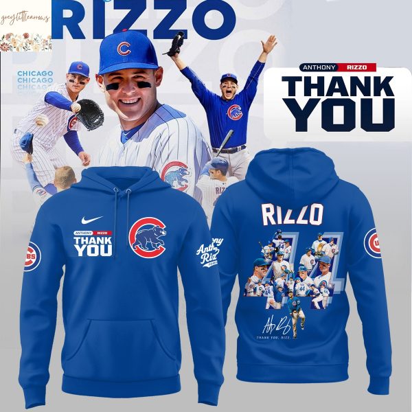 Chicago Cubs Legend Anthony Rizzo Signature Hoodie – Blue