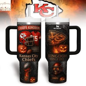Kansas City Chiefs Kingdom On Fire Tumbler With Handle And Straw