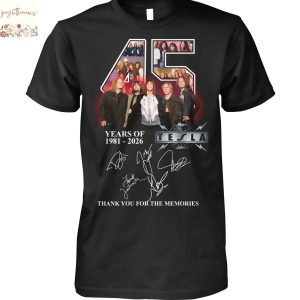 Tesla 45 Years Of 1981-2026 Signature Thank You For The Memories Unisex T-Shirt