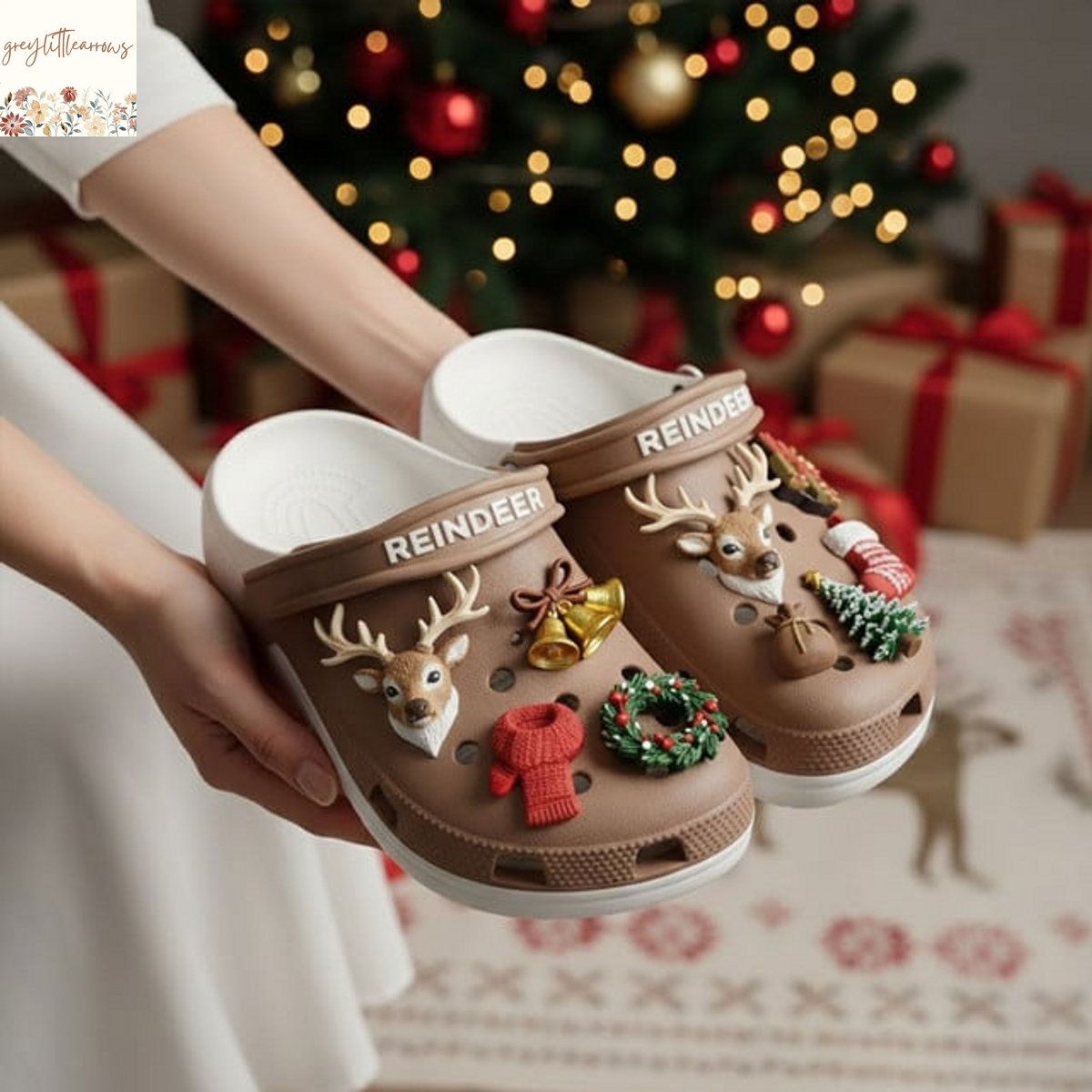 Reindeer Crocs With Chrams Reindeer Crocs With Chrams