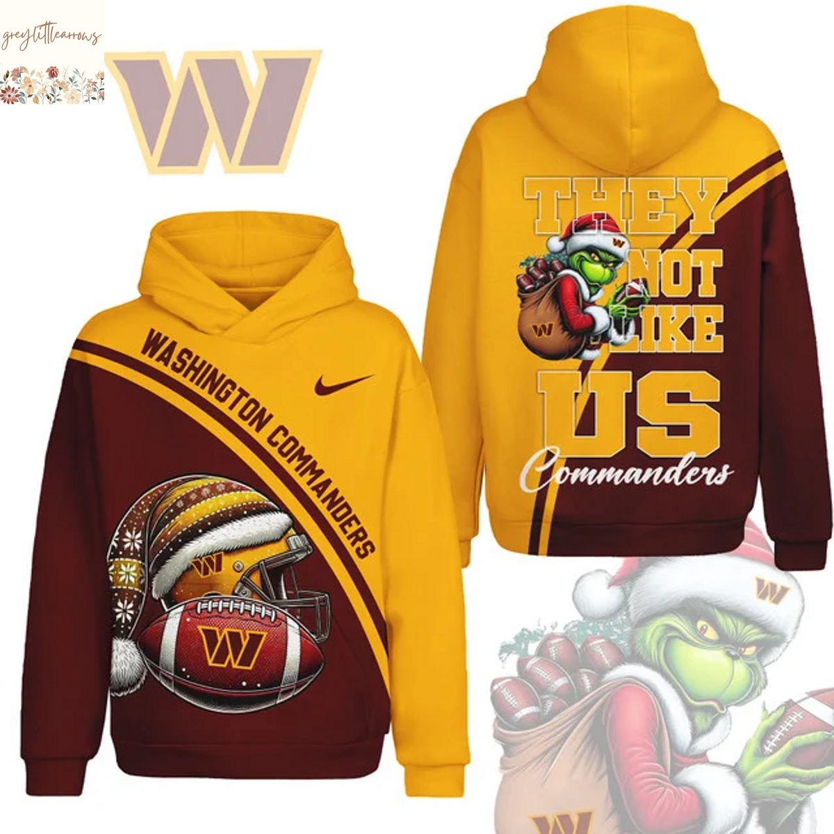 Washington Commanders The Grinch Christmas They Not Like Us Hoodie Washington Commanders The Grinch Christmas They Not Like Us Hoodie