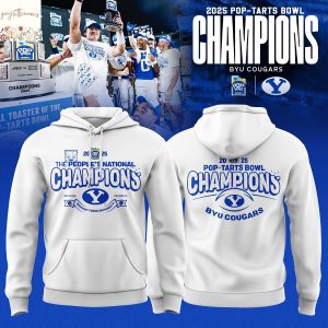 BYU Cougars 2025 Pop-Tarts Bowl Champions Design Hoodie – White