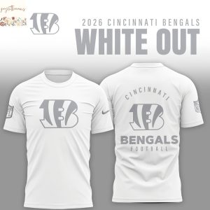 Cincinnati Bengals 2026 White Out 3D T-Shirt