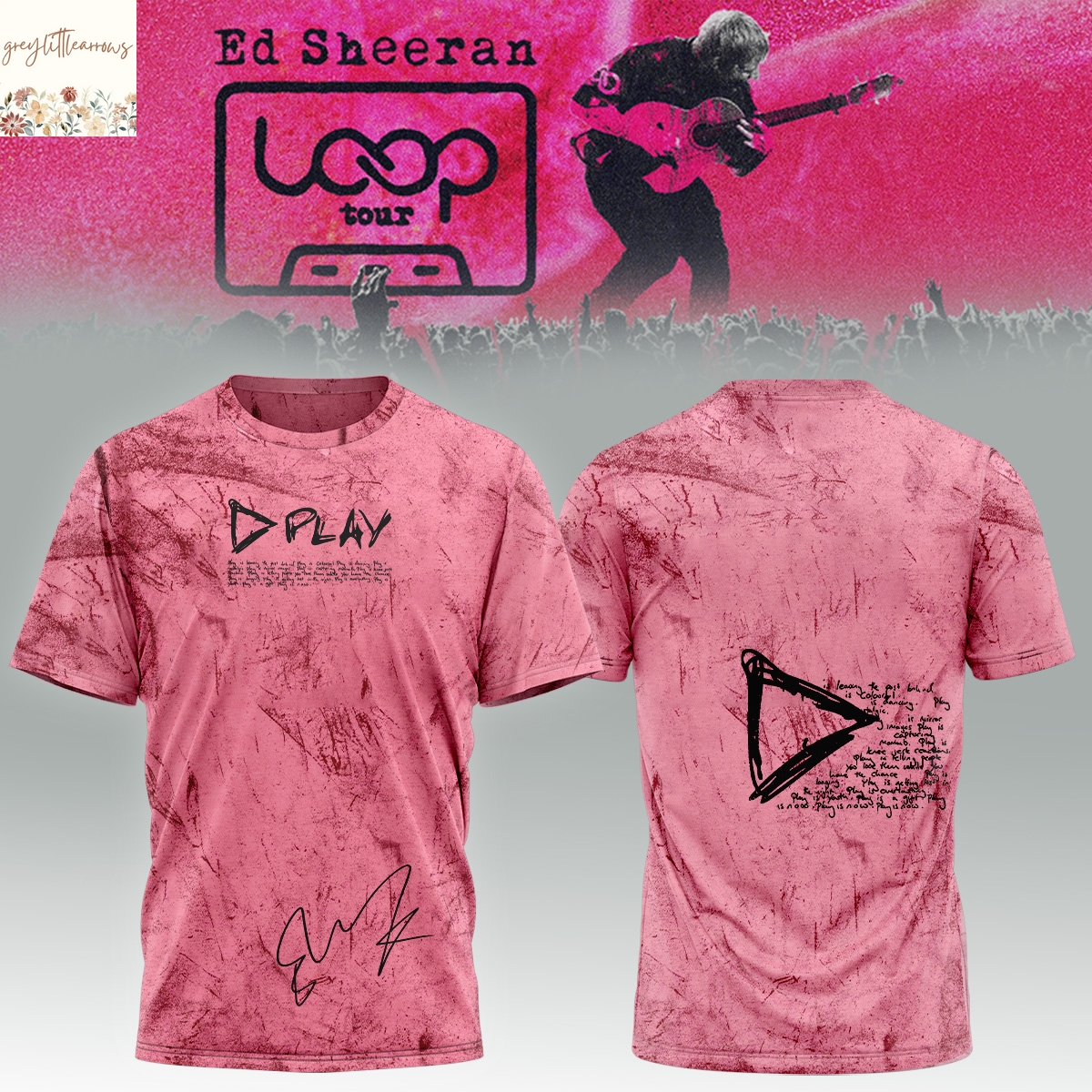 Ed Sheeran The Loop Tour Play Signature 3D T-Shirt Ed Sheeran The Loop Tour Play Signature 3D T-Shirt
