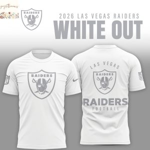 Las Vegas Raiders 2026 White Out 3D T-Shirt