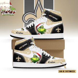 Personalized New Orleans Saints x The Grinch x Christmas Air Jordan 1 High Top