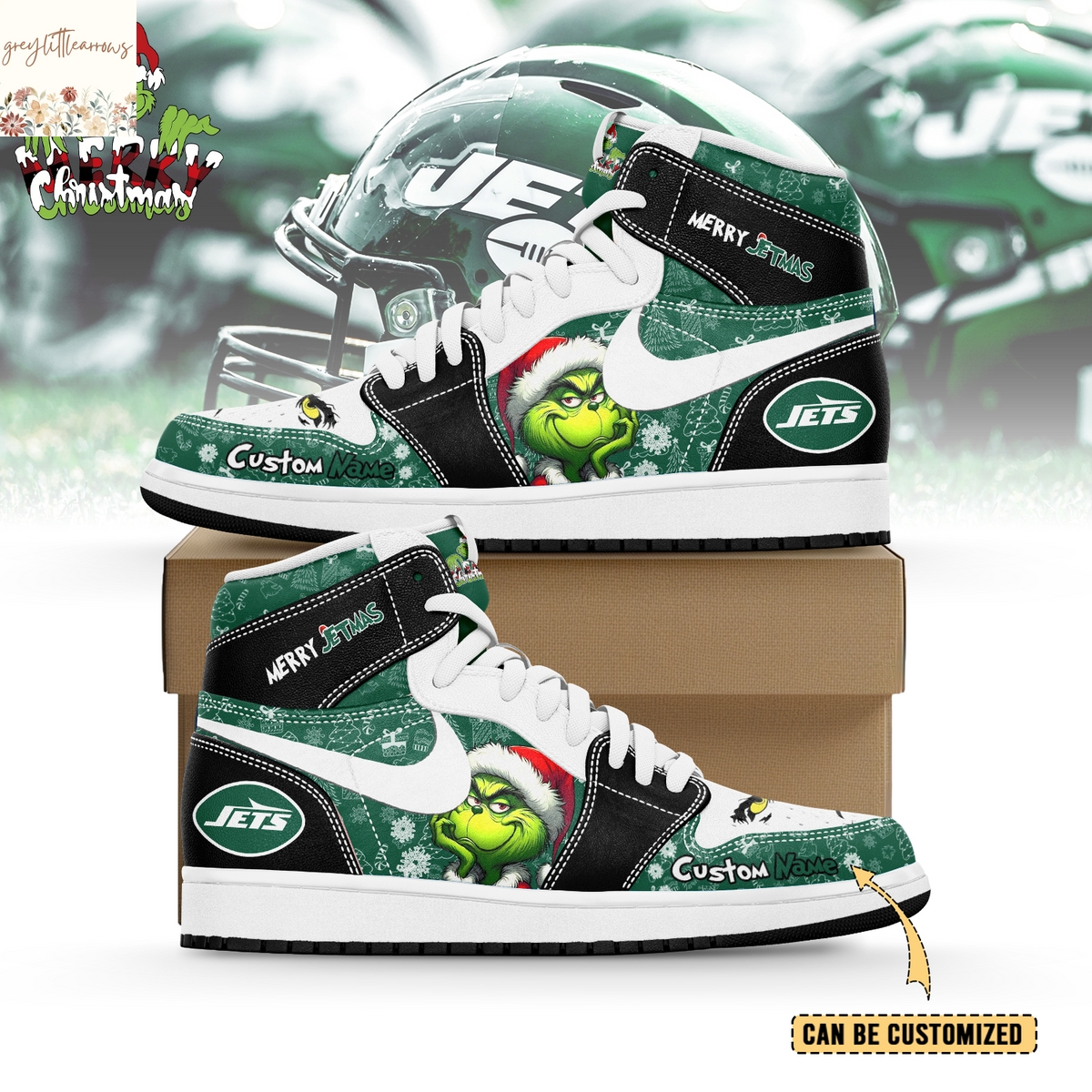 Personalized New York Jets x The Grinch x Christmas Air Jordan 1 High Top Personalized New York Jets x The Grinch x Christmas Air Jordan 1 High Top