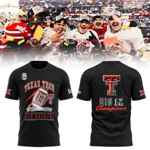 Texas Tech Red Raiders Big 12 Champions 2025 Black 3D T-Shirt