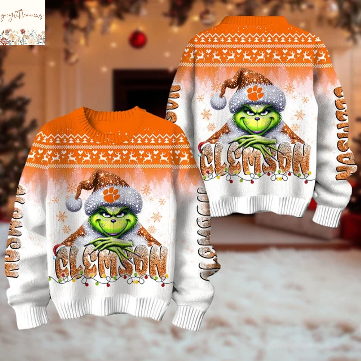 The Grinch x Clemson Tigers Christmas Ugly Sweater The Grinch x Clemson Tigers Christmas Ugly Sweater