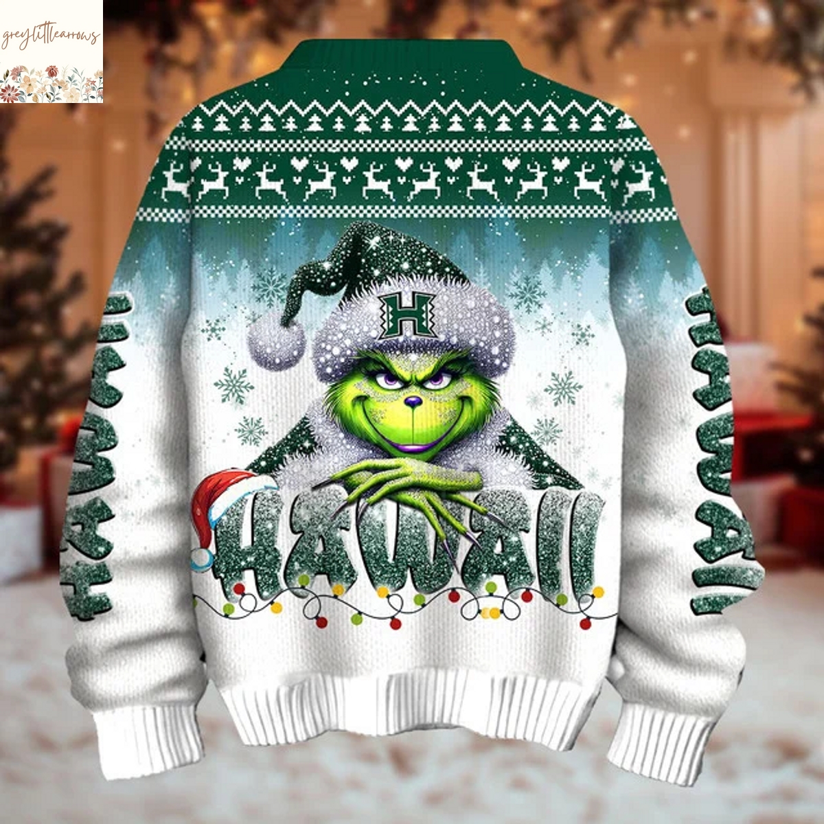 The Grinch x Hawaii Rainbow Warriors Christmas Ugly Sweater The Grinch x Hawaii Rainbow Warriors Christmas Ugly Sweater