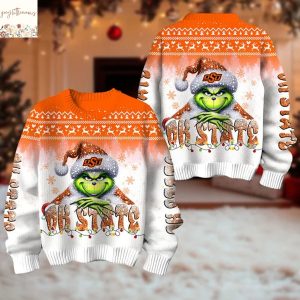 The Grinch x Oklahoma State Cowboys Christmas Ugly Sweater