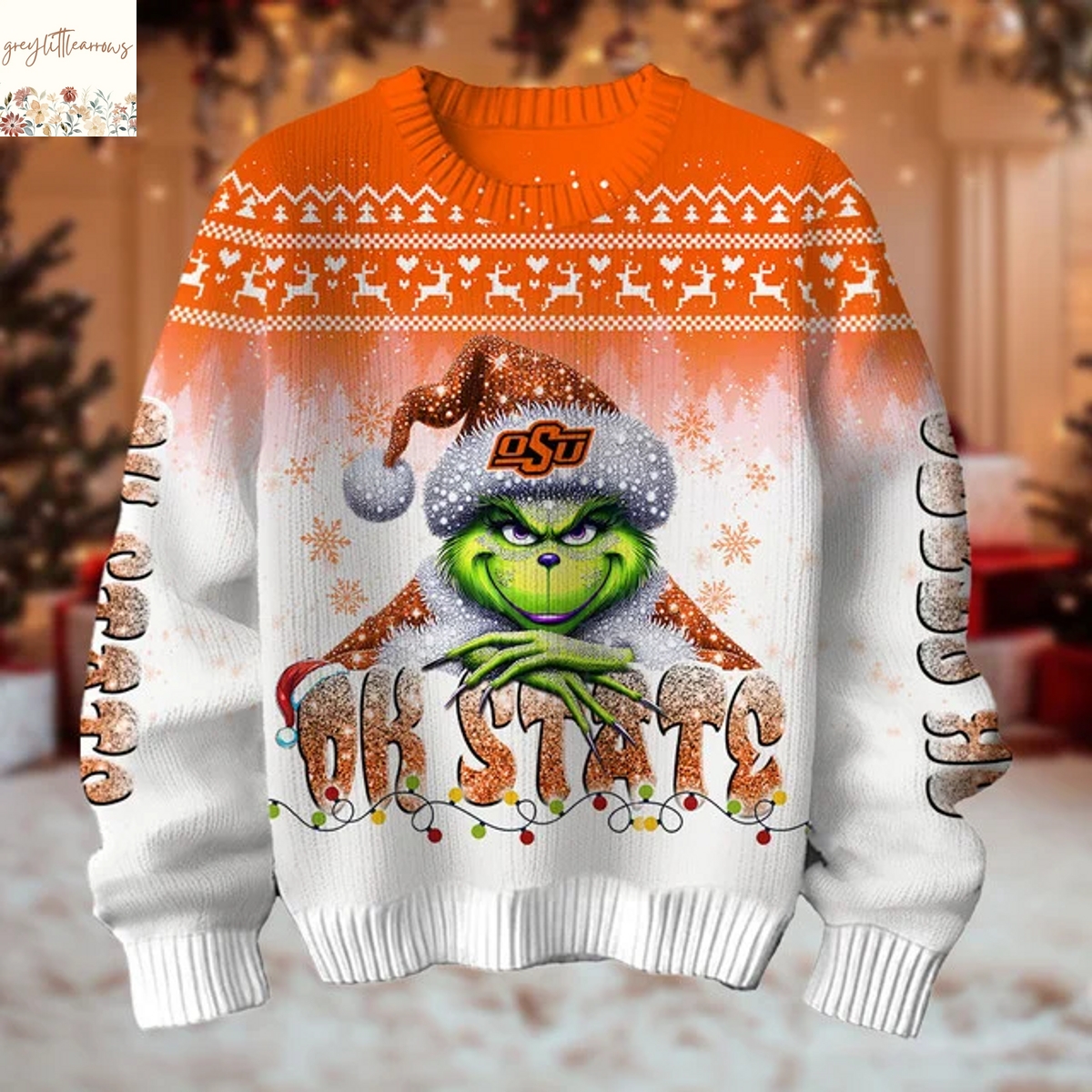 The Grinch x Oklahoma State Cowboys Christmas Ugly Sweater The Grinch x Oklahoma State Cowboys Christmas Ugly Sweater