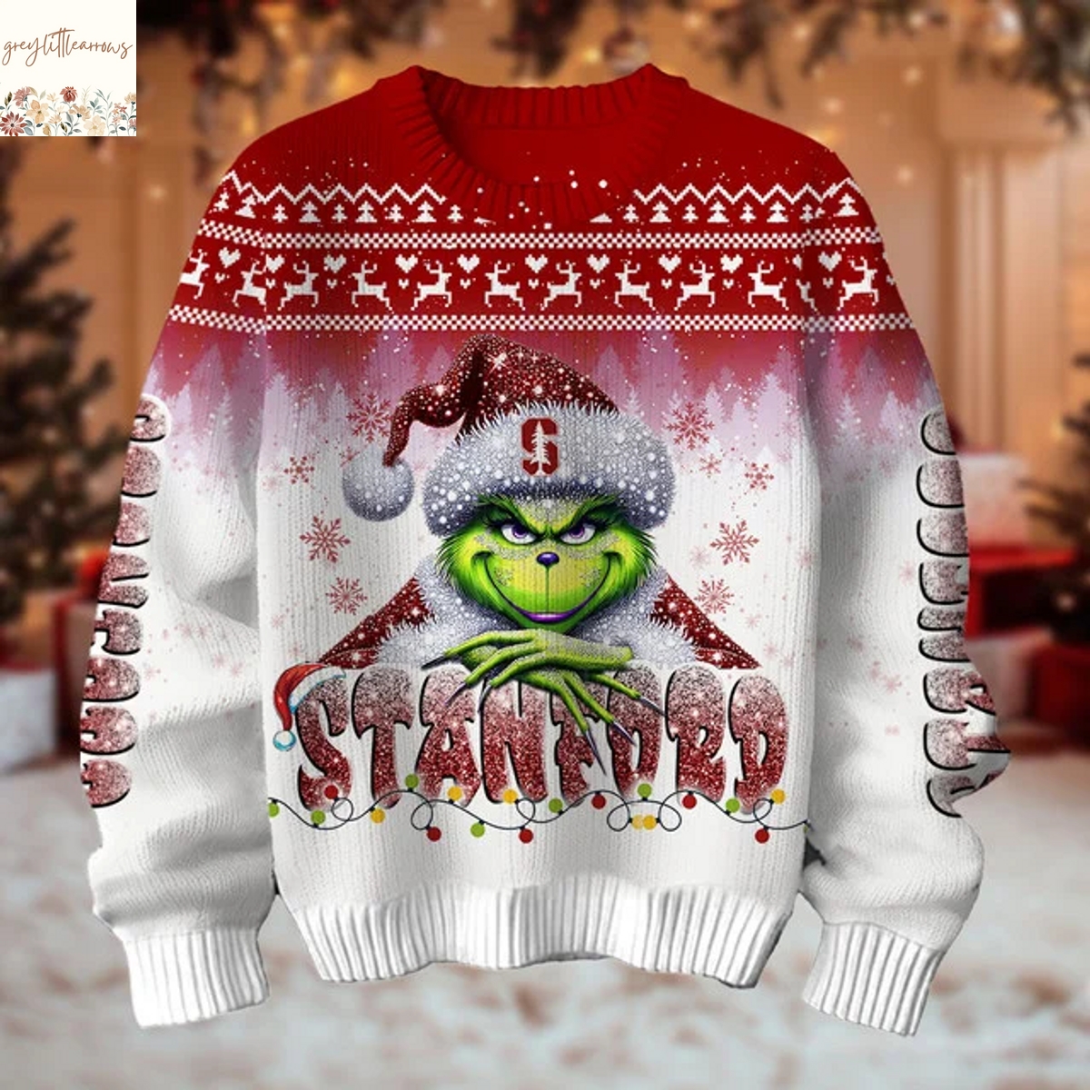 The Grinch x Stanford Cardinal Christmas Ugly Sweater The Grinch x Stanford Cardinal Christmas Ugly Sweater