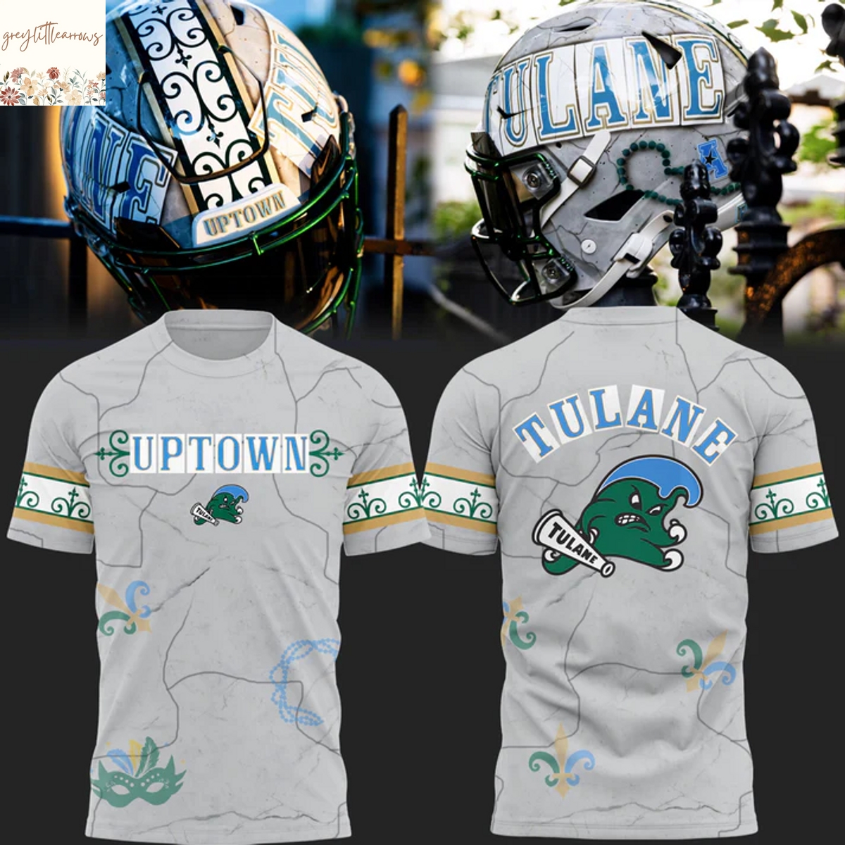 Tulane Green Wave Uptown 3D T-Shirt Tulane Green Wave Uptown 3D T-Shirt