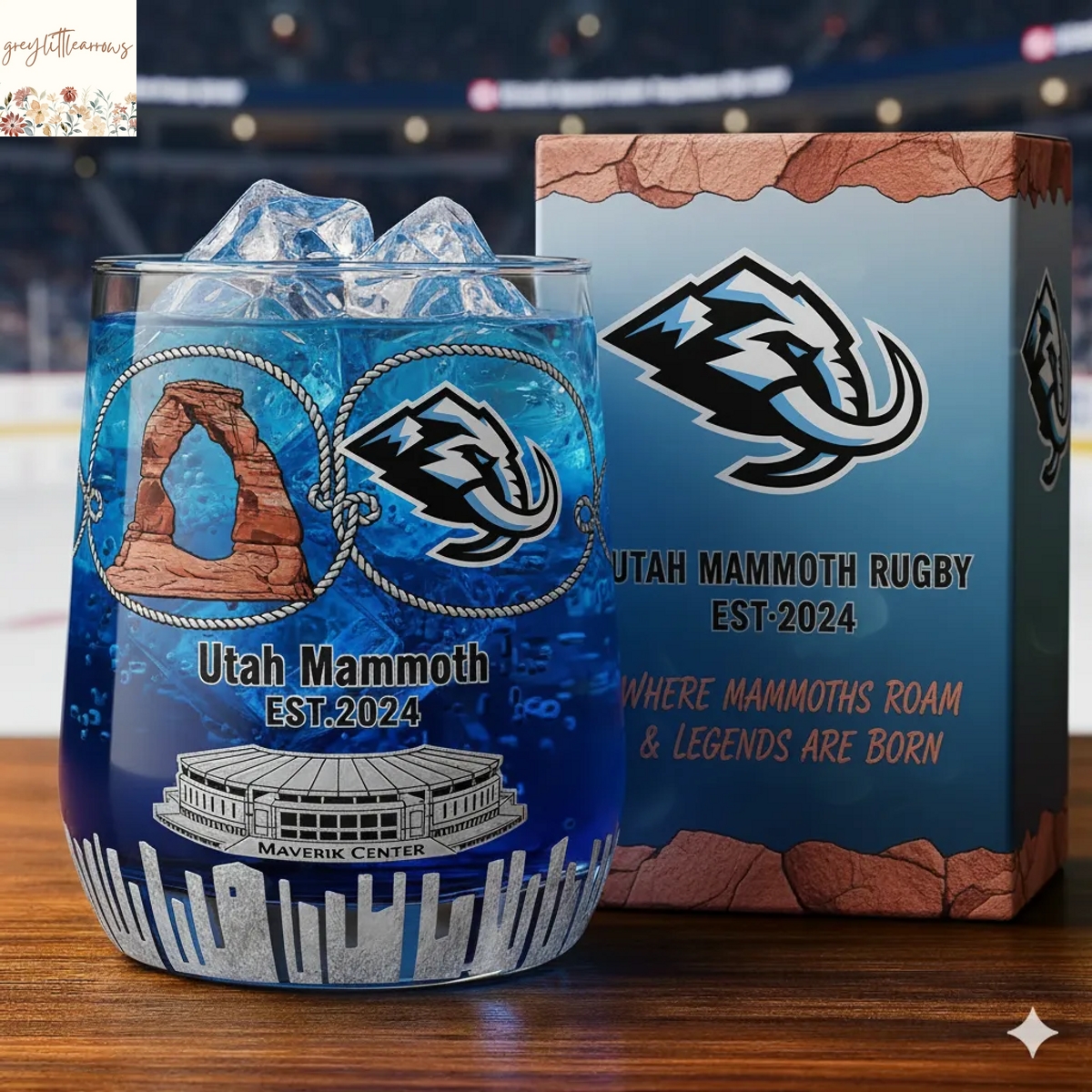 Utah Mammoth Rugby Whiskey Glass Utah Mammoth Rugby Whiskey Glass