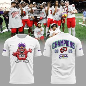 Western Kentucky Hilltoppers 2025 New Orleans Bowl Champions White 3D T-Shirt