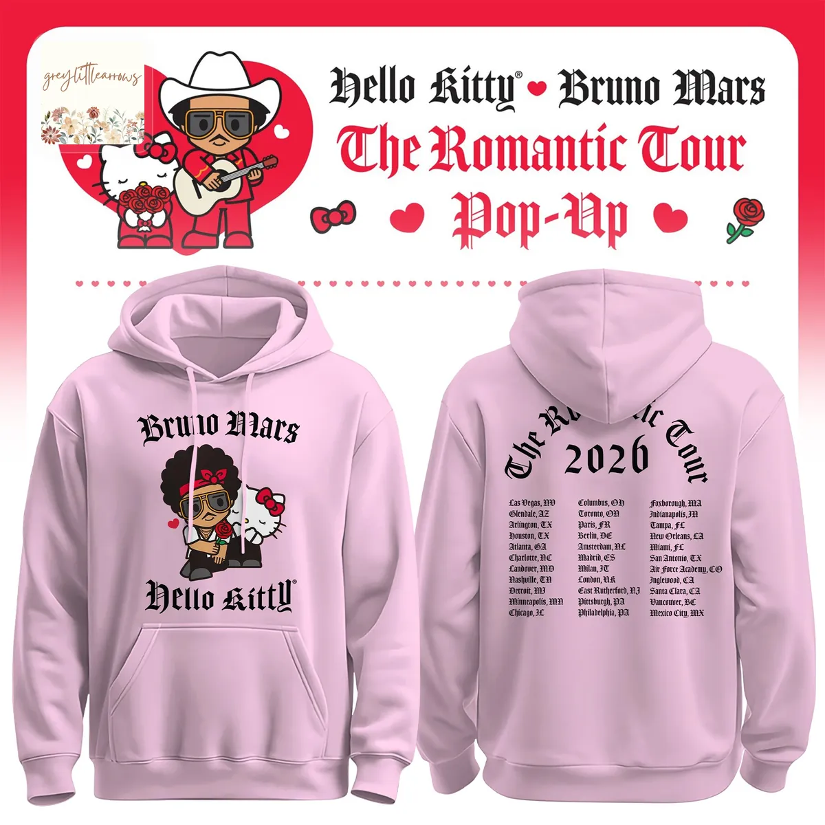 Bruno Mars x HK The Romantic Tour Hoodie Bruno Mars x HK The Romantic Tour Hoodie