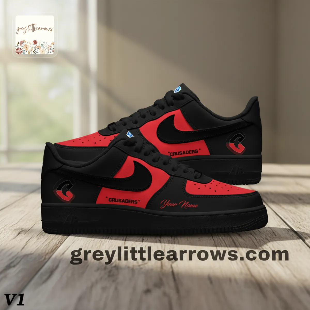 Crusaders Personalized Black & Red Air Force 1