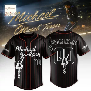 Michael Jackson Custom Personalized Black Pinstripe Baseball Jersey