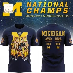 Michigan Wolverines 1989 & 2026 National Champs Basketball 3D T-Shirt