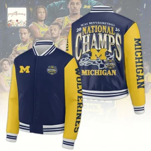 Michigan Wolverines 2026 Men’s Basketball National Champs Commemorative Baseball Jacket