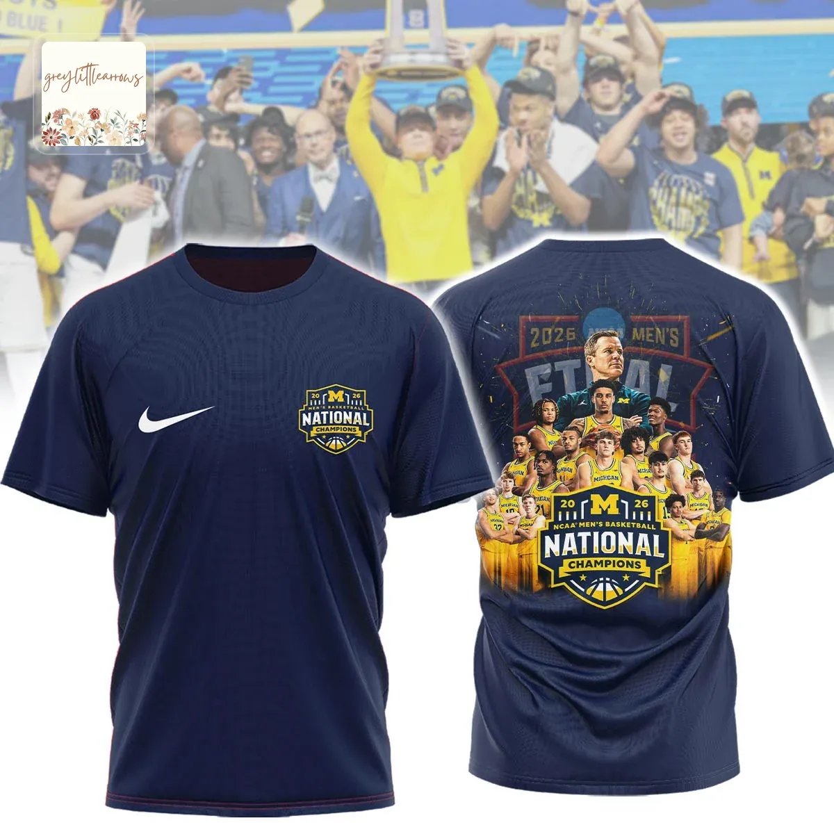 Michigan Wolverines 2026 NCAA Men’s Basketball National Champions 3D T-Shirt Michigan Wolverines 2026 NCAA Men’s Basketball National Champions 3D T-Shirt