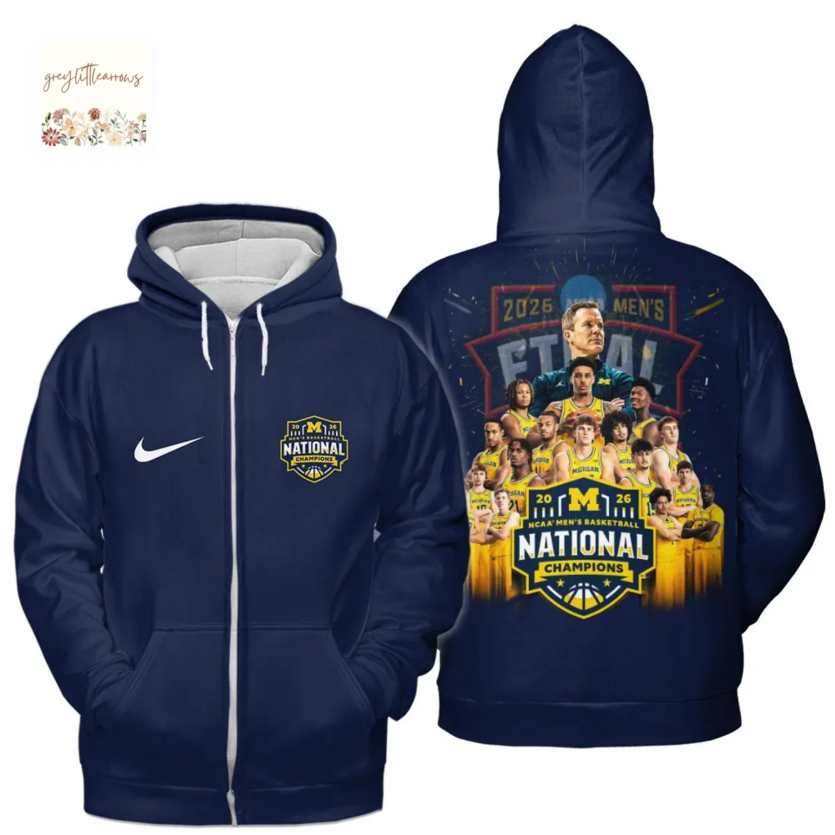 Michigan Wolverines 2026 NCAA Men’s Basketball National Champions 3D T-Shirt Michigan Wolverines 2026 NCAA Men’s Basketball National Champions 3D T-Shirt