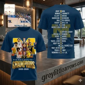 Michigan Wolverines NCAA Men’s Basketball 2025-2026 Champions 3D T-Shirt