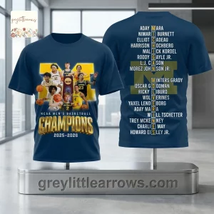 Michigan Wolverines NCAA Men’s Basketball 2025-2026 Champions 3D T-Shirt