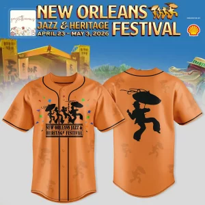 New Orleans Jazz & Heritage Festival 2026 Second Line Orange Baseball Jersey