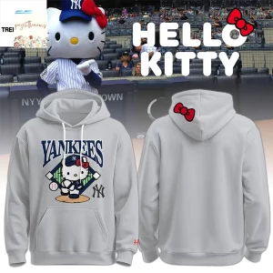 New York Yankees Hello Kitty Baseball Crossover Graphic Grey Hoodie