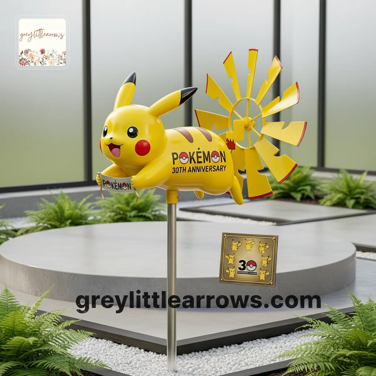 Pikachu Pokémon 30th Anniversary Yellow Garden Wind Spinner Pikachu Pokémon 30th Anniversary Yellow Garden Wind Spinner